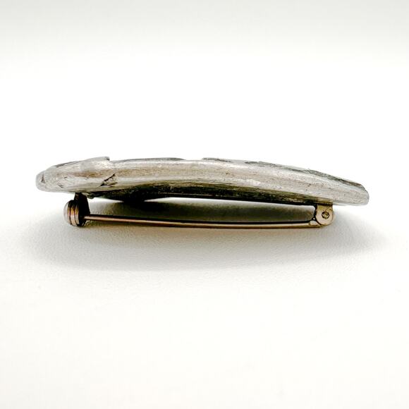 Brutalist Egg-Shape Pewter Brooch | Antique Sterling Silver Celtic Shield Brooch - Picture 10 of 13